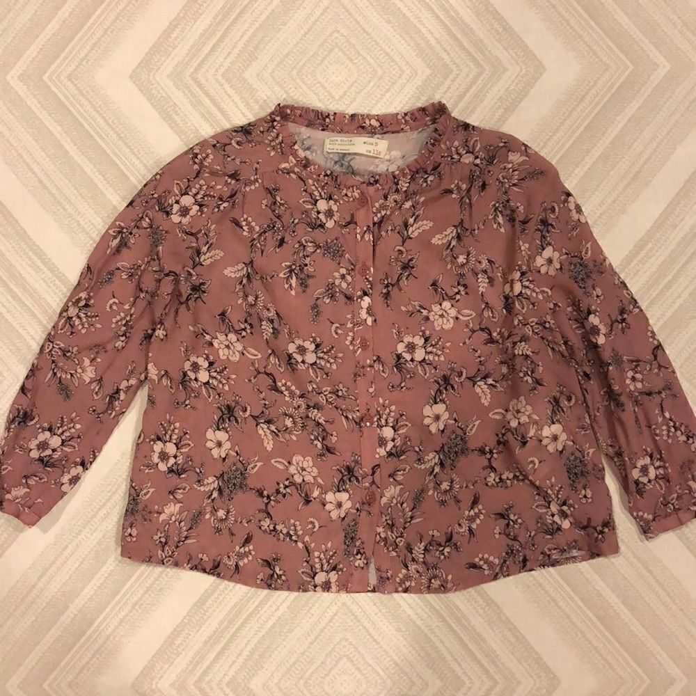 Zara Girls Buffon Down Blouse Mauve with Flowers